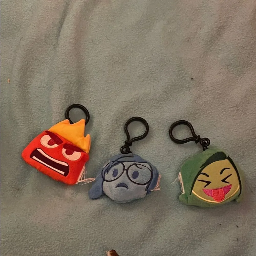 Disney, inside out Character Keychain Set - anger, sadness, disgusted